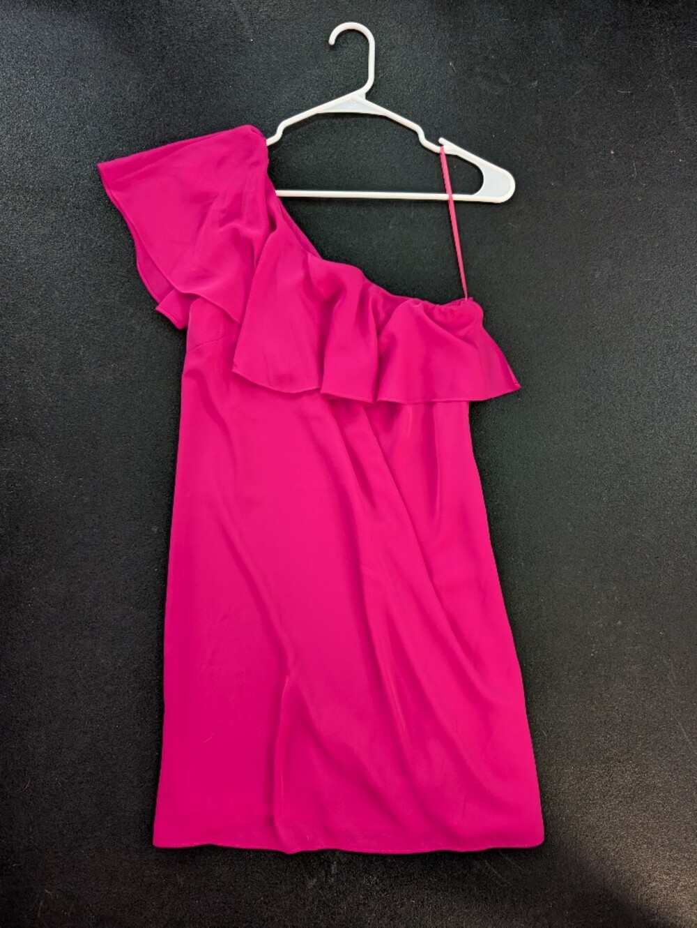 Amanda Uprichard One-Shoulder Ruffle Dress in Hot Pink Size P